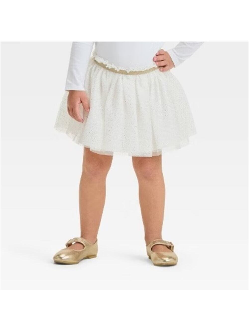 Cat & Jack NWT Toddler Girls' Cream Gold Tutu with Gold Flecks 2T